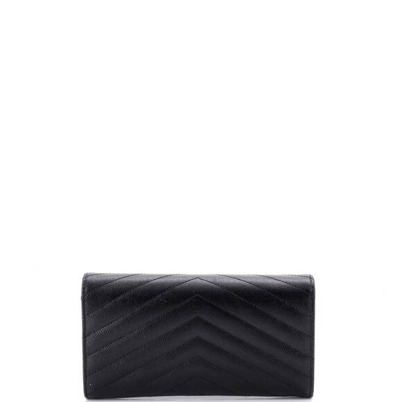 Saint Laurent Large Classic Monogram Flap Wallet Matelasse Chevron Leather - Picture 3 of 6